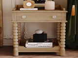 Retro Style Nightstand with Drawer and Open Shelf for Bedroom, Bedside Table with Turned Legs and N733P206240M