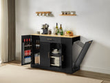 53 inch Large Kitchen Island with Trash Can Storage Cabinet, Islands Table with Drawer and W1820P266160