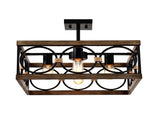 4-Light Square Kitchen Island Lights Ceiling Light Farmhouse Dining Room Light Fixture, Wood and W3596P469831