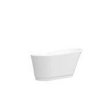 59" Acrylic Freestanding Bathtub, White Modern Stand Alone Soaking Bathtub, Brushed Nickel Drain and W2568P195759