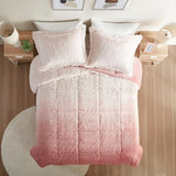 King/Cal King Ombre Shaggy Long Fur Comforter Mini Set B03595980