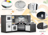 Interactive Kids Play Kitchen with Ice Maker & Chalkboard, Corner Design Pretend Cooking Set with 98686354