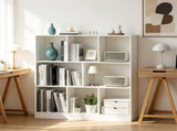 8-Cube Storage Bookcase, 3-Tier Modern Freestanding Bookshelf with 6 Open & 2 Closed Compartments, 53403290