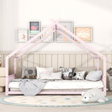 Full Size Metal House Bed, Pink MF305893AAH