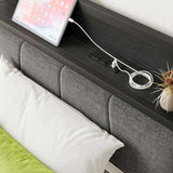 Twin Size Bed Frame, Storage Headboard with Charging Station, Solid and Stable, Noise Free, No Box 80586204