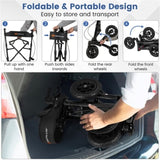 308lbs Foldable Rolling Walker 9" All-Terrain Tires, 7-Level Height , Wide Seat, 72452808