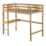 ZNTS Twin High Loft Bed, Rubber Wood Loft Bed with Safety Guardrail, built-in desk, ladder,White Oak 64025790