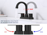 2 Handles Bathroom Sink Faucet, Matte Black Centerset RV Bathroom Faucets for 3 Hole pop-up drain 06351220