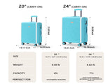 28 Inch Luggage with Spinner Wheels, PU Leather Suitcases for Women with TSA Lock, ice blue T5391P495964