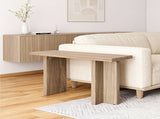 42 Inch Oak Finish Entryway Console Table - T-Leg MDF Table with 3D Paper Laminate, Narrow Table for 26476534
