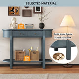Elegant Retro Console Table with Curved Design and Smooth Glaze for Entryways, Living Rooms and 98080815