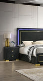 Modern 1pc Nightstand Black Color Center Glide 2-Drawers Bedside Table Square Pulls Bedroom B2741P324374
