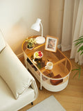 Movable oval metal glass coffee table with storage W347P181709