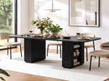 70.9" Rectangular Dining Table for 6 People, Fluted Panel Legs with 2 Side Storage Cabinets, MDF 02706775