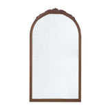 23" x 42" Hand Carved Rose Antique Mirror Frame, Wood Arch Mirror Wall Decor for Living Room, W2078126747