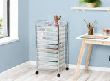 10-Drawer Multi-Color Rolling Craft Cart, Clear/Chrome 05388608