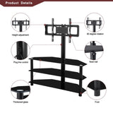 ZNTS Black Multi-function TV Stand Height Adjustable Bracket Swivel 3-Tier 32486267