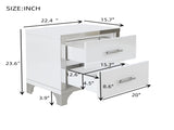 Elegant High Gloss Nightstand with Metal Handle,Mirrored Bedside Table with 2 Drawers for 20717890