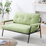 The 53-inch green sofa offers a spacious layout in the small apartment, easily handling various W3371P309475