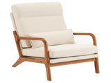 High Back Solid Wood Armrest Backrest Iron Frame Linen Indoor Leisure 23435741