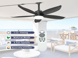 Outdoor ceiling fan with light 42-inch black waterproof gazebo ceiling fan, with light, for outdoor W1962P573328