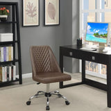 Brown and Chrome Adjustable Desk Chair B062P153793