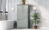 ZNTS Tall and Wide Storage Cabinet with Doors for Bathroom/Office, Three Drawers, Grey WF299285AAG