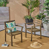 STAMFORD Dining Chairs Set of 2,Acacia Wood Patio Armchair,for Backyard, Poolside, Garden,Grey N762P251941E