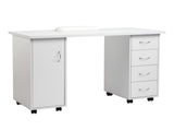 Double Edged Manicure Nail Table with Drawer White 93233881