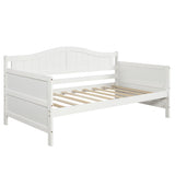 Twin Wooden Daybed with Trundle Bed, Sofa Bed for Bedroom Living Room,White WF192861AAK
