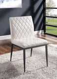 Ivory Leatherette 2pcs Side Chairs Dining Room Furniture Black Metal frame Padded Seat Dining Chair B011P214980