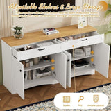 ON-TREND Farmhouse TV Stand with 2 Drawers for TVs Up to 70", Versatile Wood Grain Sideboard with N721P245732K
