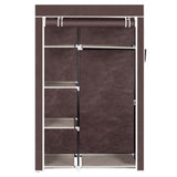 ZNTS 64" Portable Closet Storage Organizer Wardrobe Clothes Rack with Shelves Dark Brown 40344709