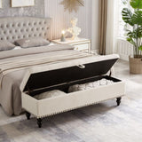 ZNTS 59" Bed Bench Ottoman with Storage Beige Fabric W1097124941