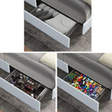 Anda Queen Size Ivory Boucle Upholstered Platform Bed with Patented 4 Drawers Storage, Tufted B083P152011