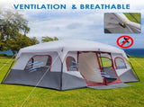 10 Person Family Cabin Tent, 2 Room Huge Tent with Storage Pockets for Camping 85333487