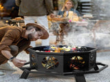 43" Octagonal Black Iron Fire Pit, Sheet Assembled Outdoor Bonfire Brazier with 01195977