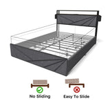 LED Queen Bed Frame, Storage Headboard with Charging Station, Solid and Stable, Noise Free, No Box 50737516