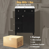 24-Inch Bathroom Vanity Cabinet with Ceramic Sink, 2 Drawers, 1 Door WF532034AAB