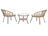 Outdoor Leisure Set, 2 Rattan Single Chairs with A Glass Round Table, Perfectly Suited for N711P256422A