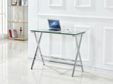 Glass Computer Desk, Transparent Tempered Glass Laptop Table with Rounded Edges Desks, Sofa Table W1718P303836