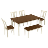 ZNTS Classic 6-Piece Dining Set Wooden Table and 4 Chairs with Bench for Kitchen Dining Room 74189372