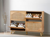 2 rows of 4 dump buckets with high feet arched rattan surface shoe cabinet density board with 90680718