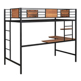 Twin Metal Loft Bed with Desk and Shelve,Black MF292037AAB
