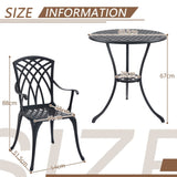 ZNTS 3 Piece Bistro Table Set Cast Aluminum Outdoor Patio Furniture with Umbrella Hole Patio Balcony, W2505P151717