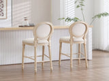 French Country 30'' Height Bar Chairs Set of 2, Upholstered Chairs with Round Back, Wire drawing and W3426P324576