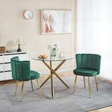 Modern GREEN dining chair with iron tube golden color legs, velvet and comfortable W234P256815