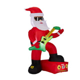 7.5FT Lighted Christmas Inflatable Decoration, Inflatable Black Santa Playing Electric Guitar, Funny 18659500