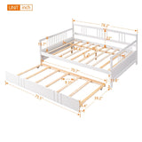 Full Size Daybed Wood Bed with Twin Size Trundle,White WF295131AAK