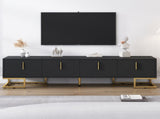 ON-TREND Modern TV Stand Metal Legs and Gold Handles for TVs Up to 80'', Media Console Table WF325614AAB